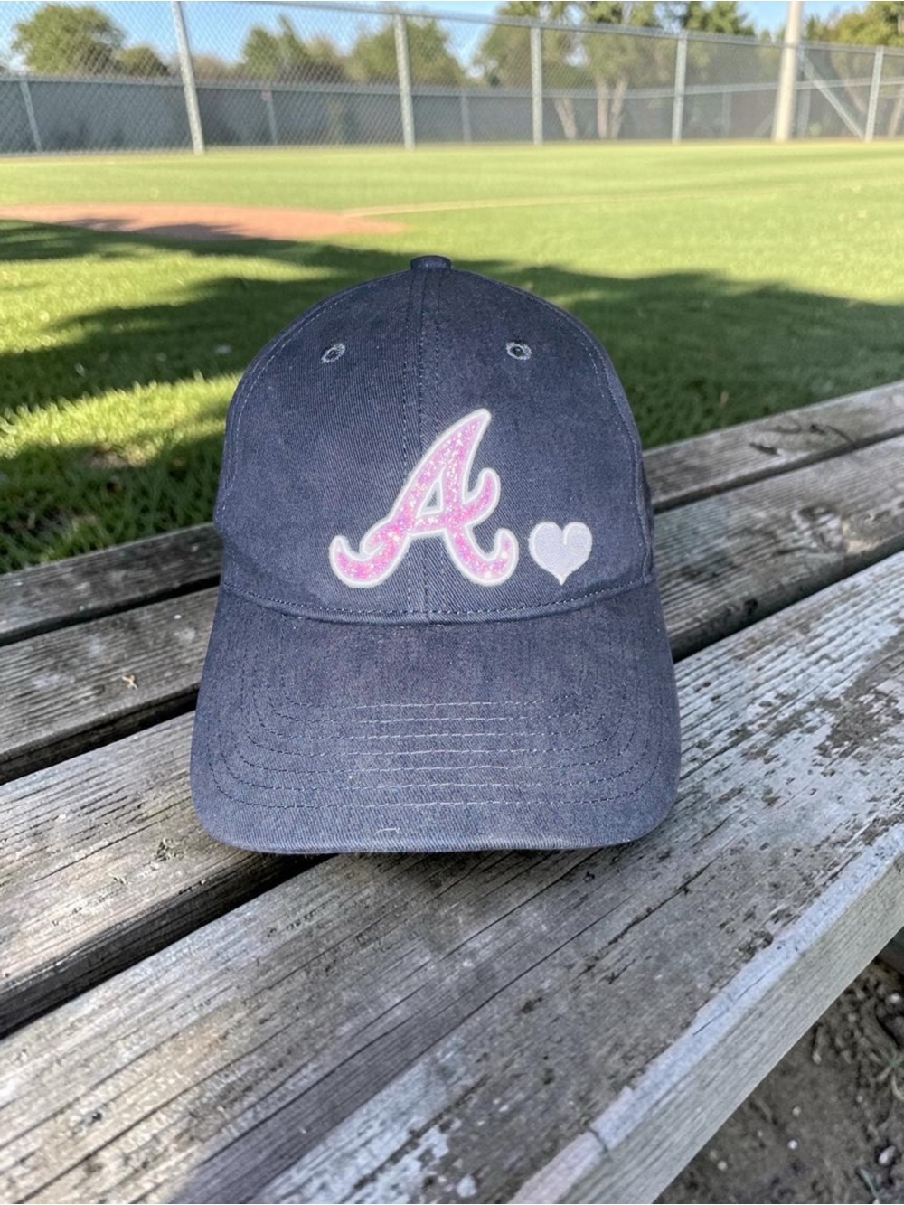 47 Brand Kids Atlanta Braves Pink Glitter A Heart Baseball Cap